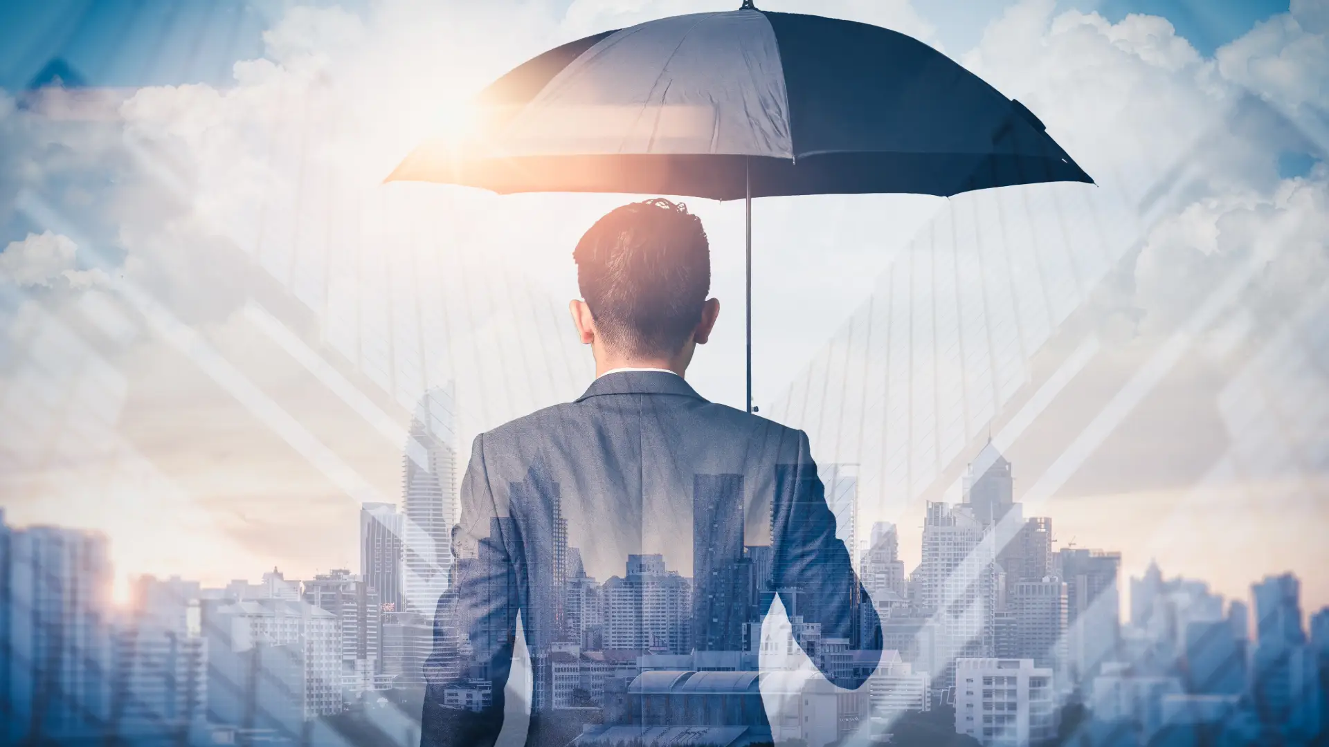 Man with umbrella