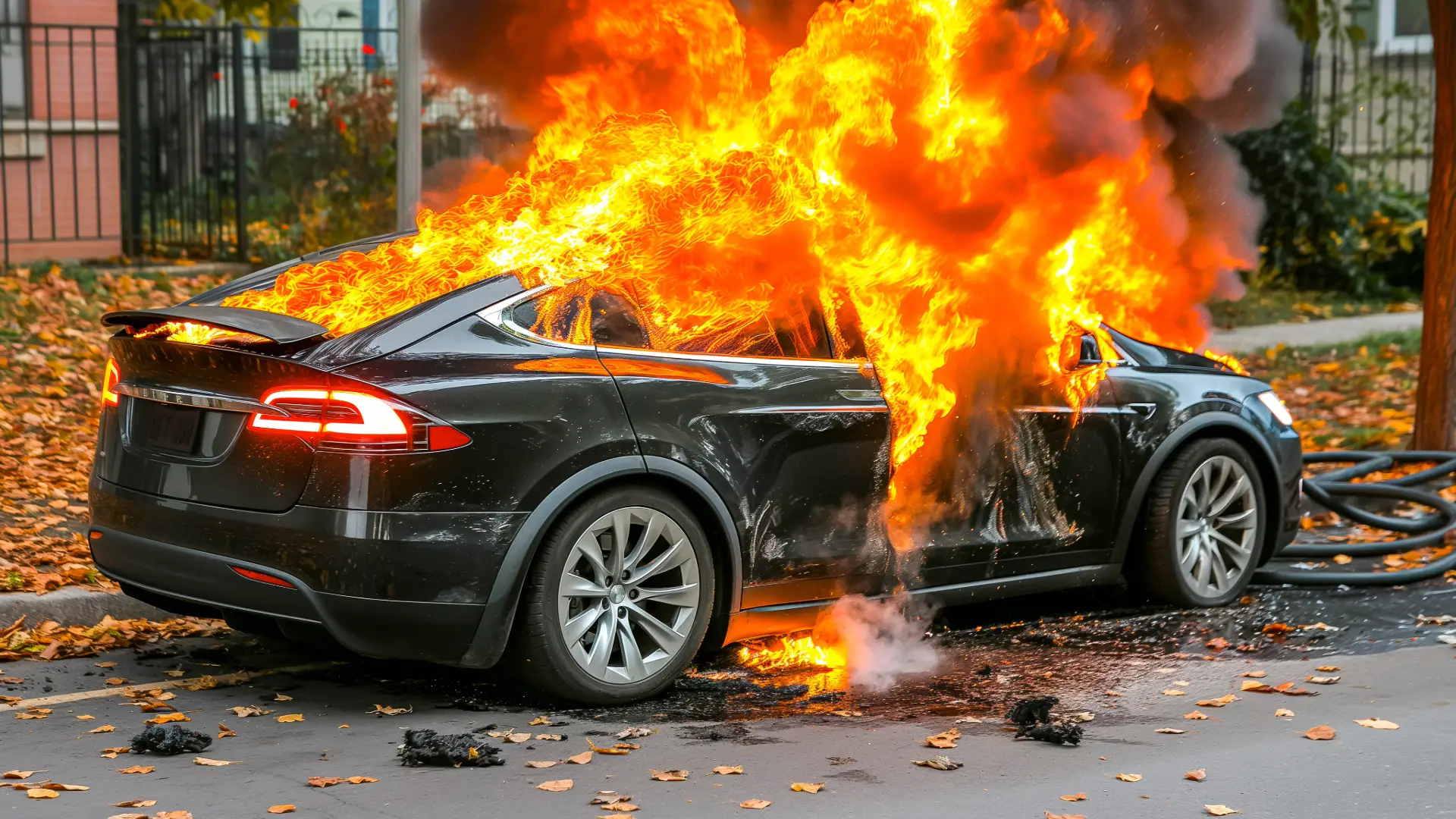 Electric Car On Fire