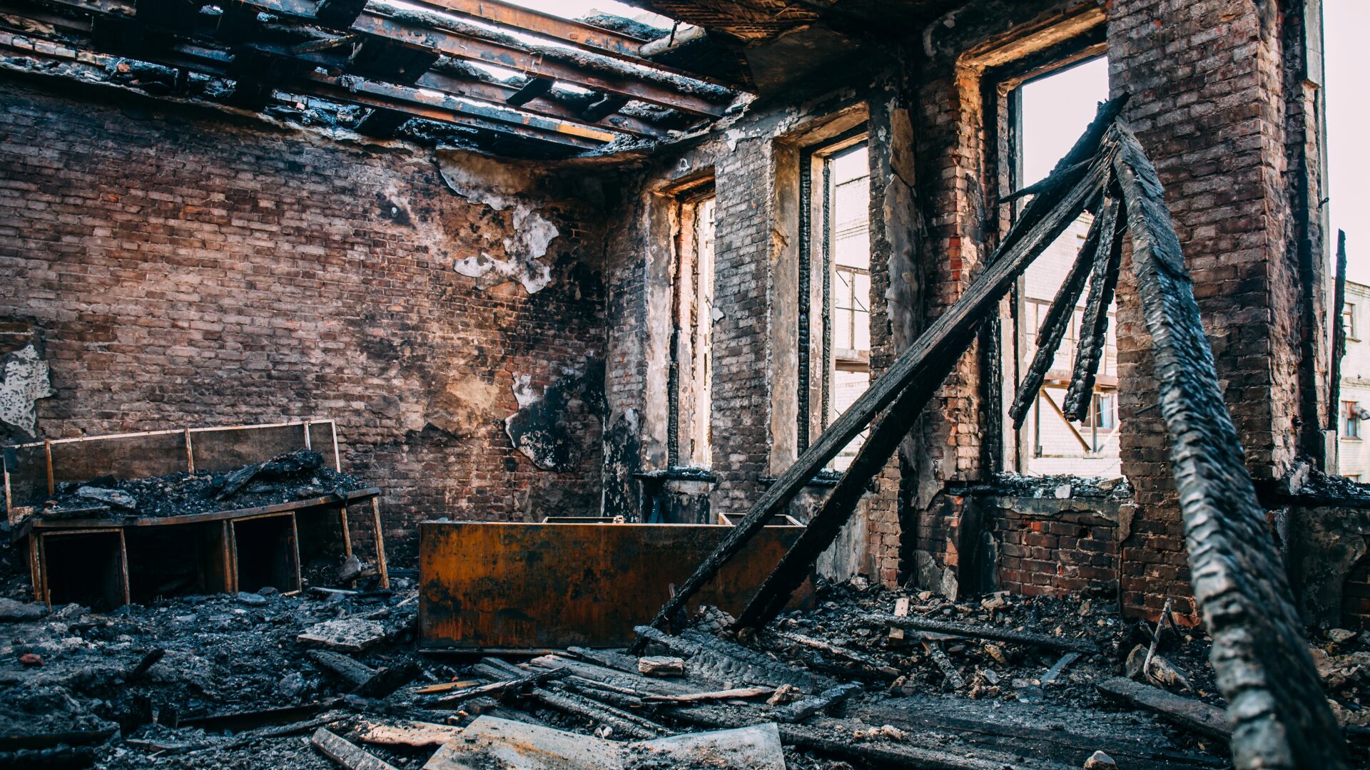 Inside of House Damaged by Fire